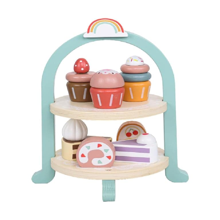 MIKNEKE Wooden Dessert Cake Play Food Set Royal