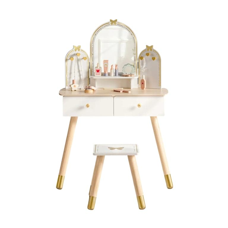 ROBUD Set da Toeletta Bianco e oro con Farfalle