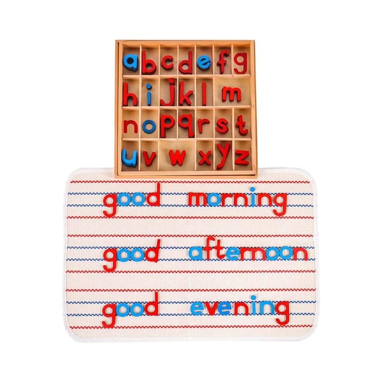 Kghios Montessori Wooden Small Movable Alphabet With Box and Large Mat
