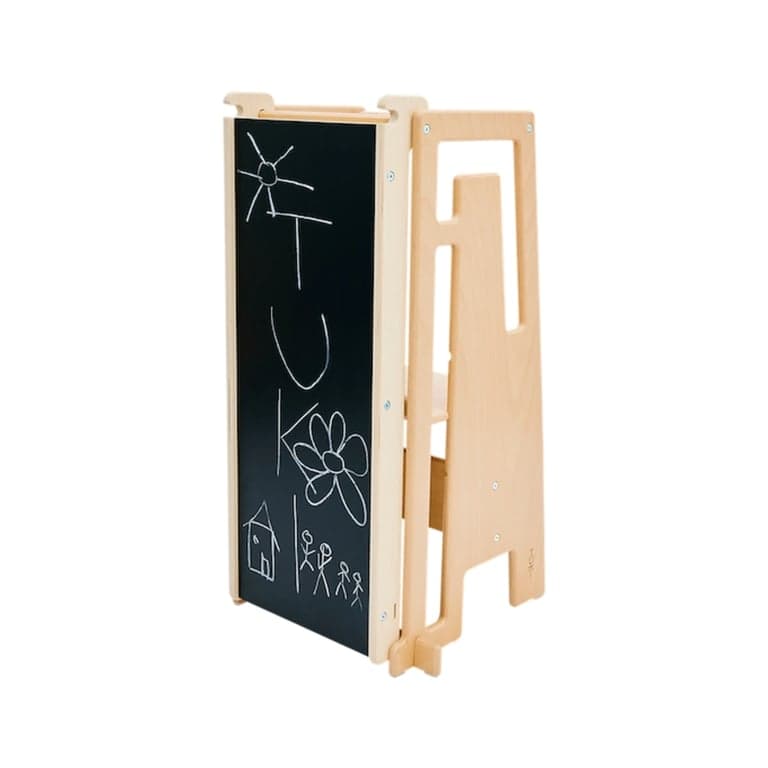 Tuki Set esplorativo Torre di apprendimento naturale con scivolo e lavagna