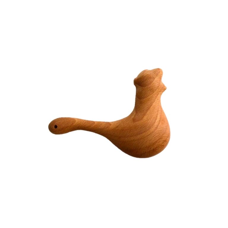 PoppyBabyCo Organic Wooden Rattle Toy Chicken
