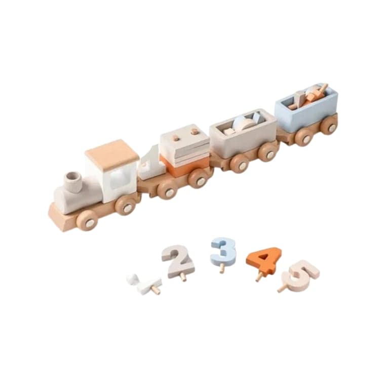 Seaside-Montessori Wooden Vehicle Gift Set Birthday Train Stacker