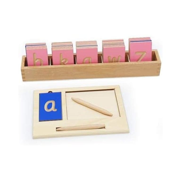 Amazing Child Montessori Mini Grooved Letter Tiles Lower Sassoon Case With Tray and Stylus