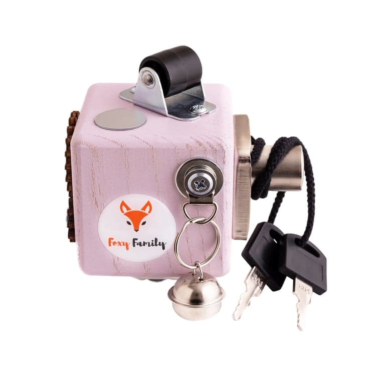 Foxy Family Cubo attività in legno Rosa