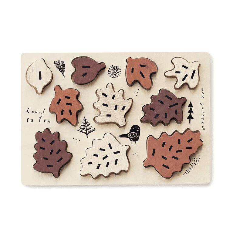 Wee Gallery Wooden Tray Puzzle Count to Ten Leaves
