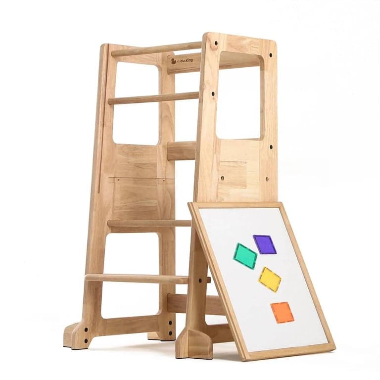 My Duckling LOLA Deluxe Solid Wood Adjustable Toddler Tower With Removable Magnetic Drawing Board