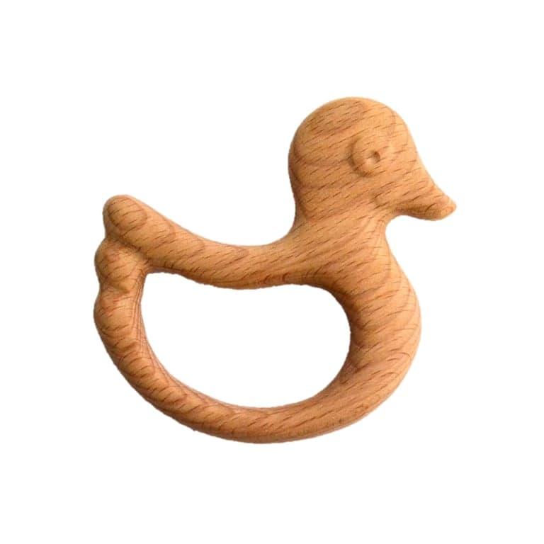 PoppyBabyCo Organic Wooden Rattle-Teether Duck