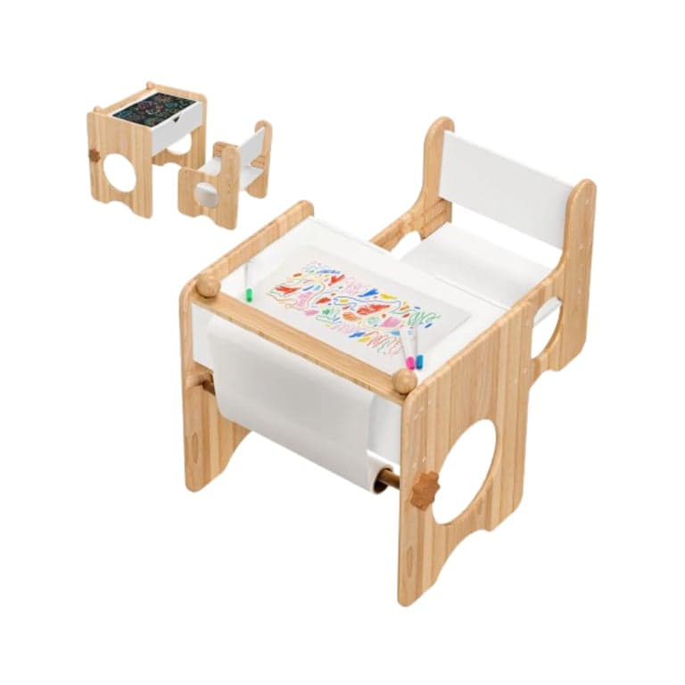 Woodtoe Toddler Table and Chair Set with Storage & Chalkboard