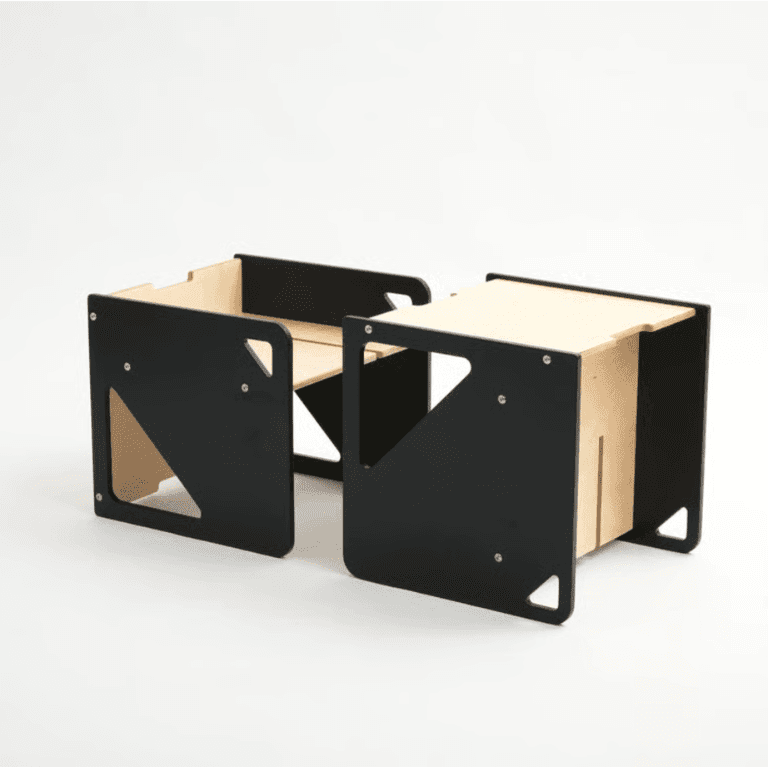 Duck Woodworks Shop Set Tavolo e Sedie Cubo Nero