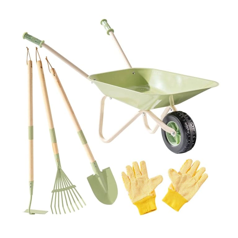 ROBUD Carriola con set da giardinaggio verde chiaro