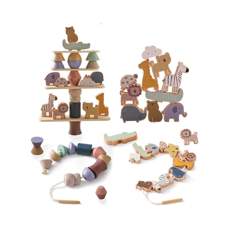 Smartwo Balance Stacker Game Threading Beads Animals