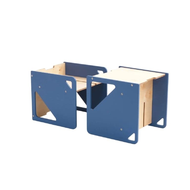 Duck Woodworks Cubo Set Tavolo e Sedie Blu