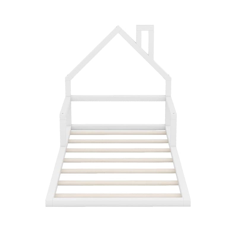 Harper & Bright Designs Kids Bed With Headboard Twin House-Shaped White With Roof