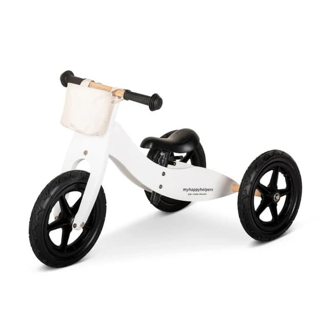 My Happy Helpers 2-in-1 Wooden Trike Balance Bike Snow White With Canvas Bag