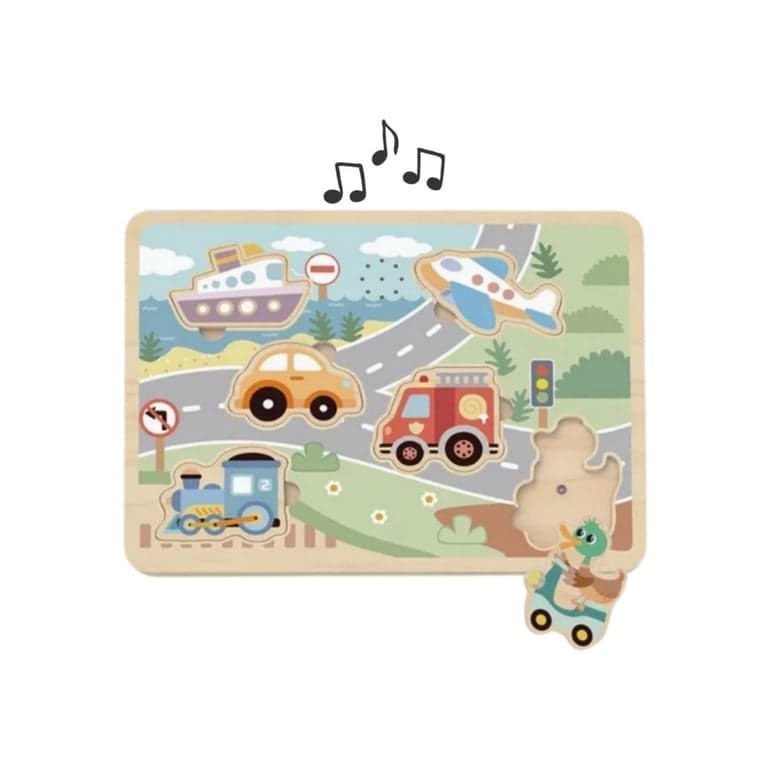 Tooky Toy Puzzle a Forme con Suoni Veicoli