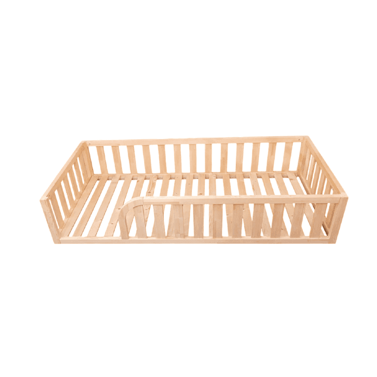 MandreleKids Letto a Pavimento Naturale con Angoli Esterni Quadrati Dimensione Twin