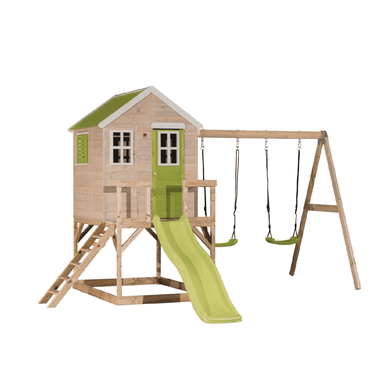 Wendi Toys My Lodge Altalena con Piattaforma, Scivolo e Doppia Altalena Lime