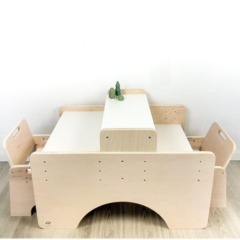 Sapiens Child Adjustable Table & Chair Set 1 Large 1 Small Chair Maple