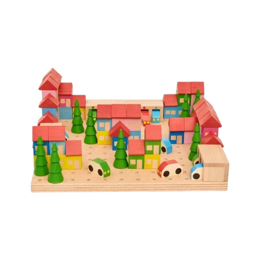 Makura Kit in legno per costruire una città, 89 pezzi