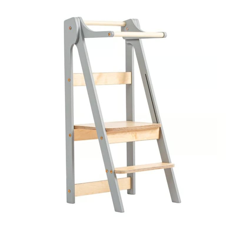 Duck Woodworks Shop Torre Pieghevole per Bambini Grigia