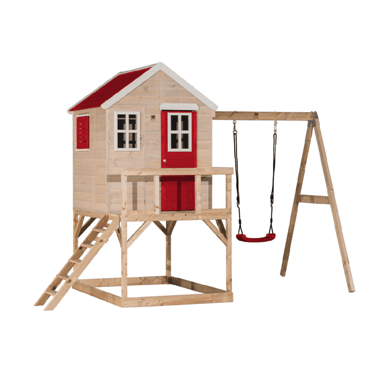 Wendi Toys My Lodge Altalena con Piattaforma e Altalena Singola Rossa