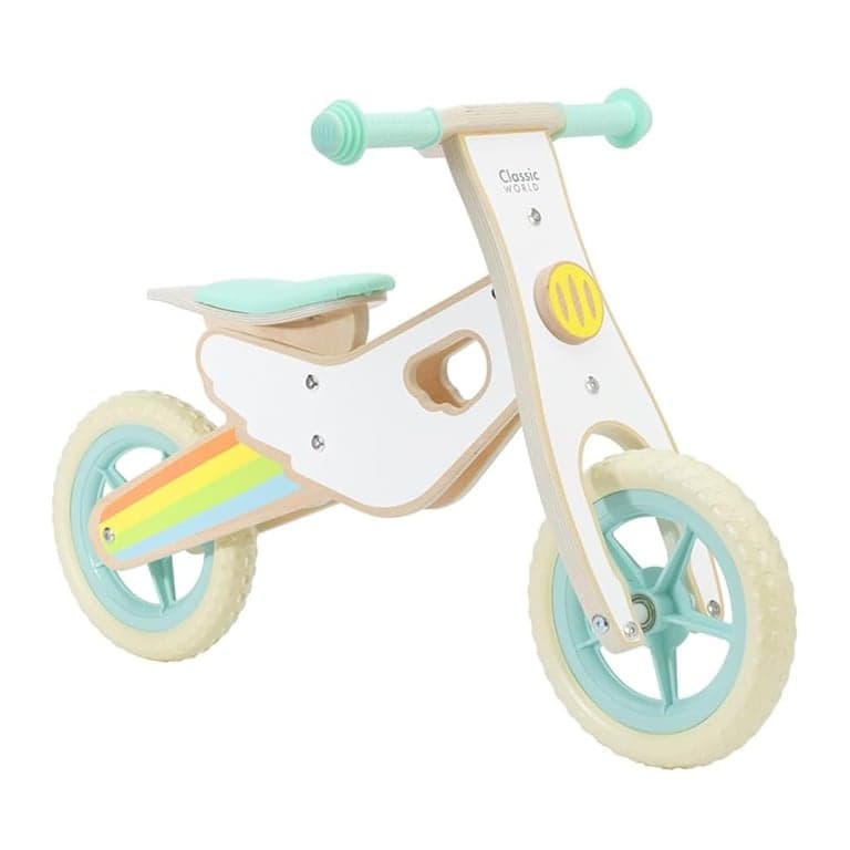 Classic World Push and Ride Wooden Balance Bike Rainbow Color