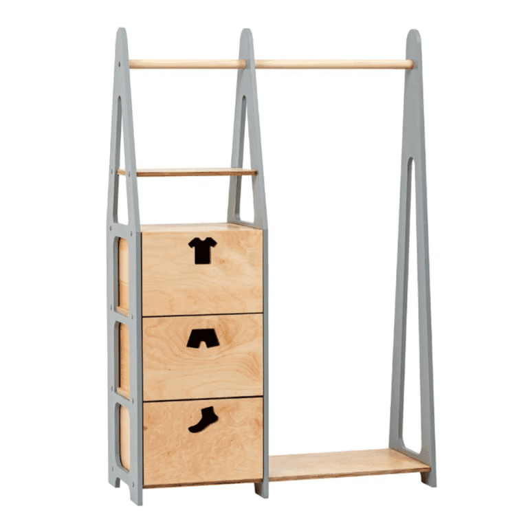 Duck Woodworks Shop Appendiabiti Con Fori A Forma Di Vestiti Cassetti Grigio
