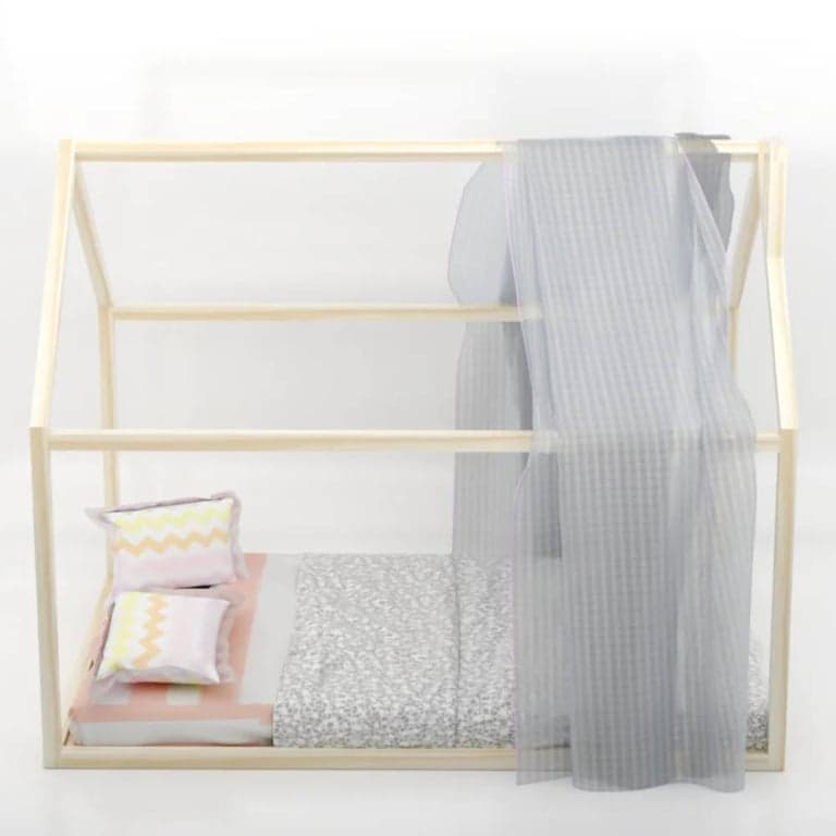 Custom Kids Furniture Floor Bed Sophia With Chimney Full Size No Slats