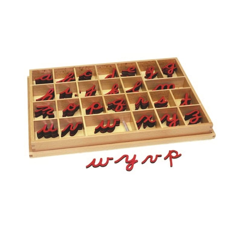 Alison's Montessori Small Movable Alphabet Cursive Red