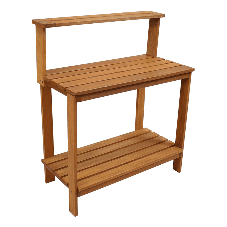 Sunnydaze 42-Inch Meranti Outdoor Potting Bench With Storage Shelf