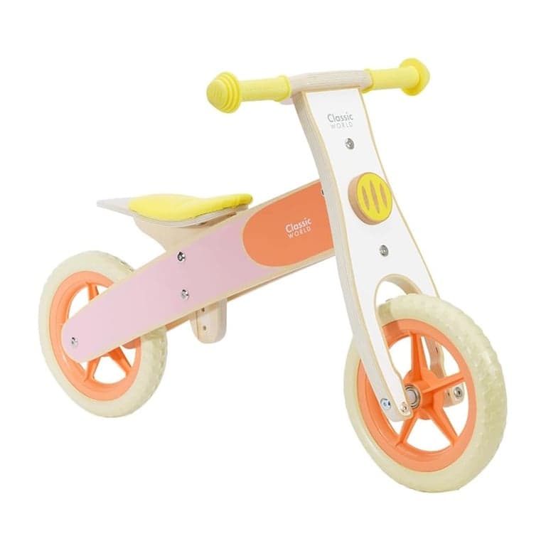Classic World Push and Ride Wooden Balance Bike Pastel Color