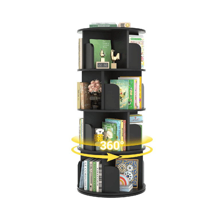 Besiost Rotating Bookshelf 4 Tier Black