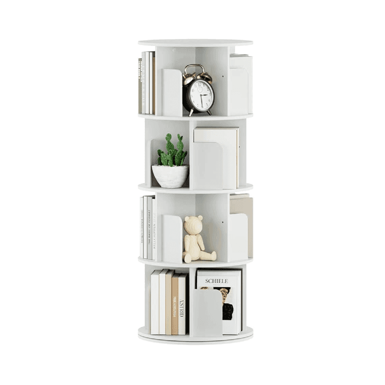 OTK 4 Tier Rotating Bookshelf White