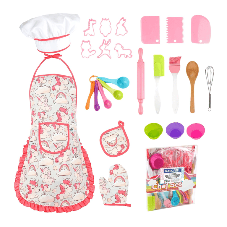 KAEGREEL Kids Baking Chef Set With Pink Unicorn Apron and Mitt 2