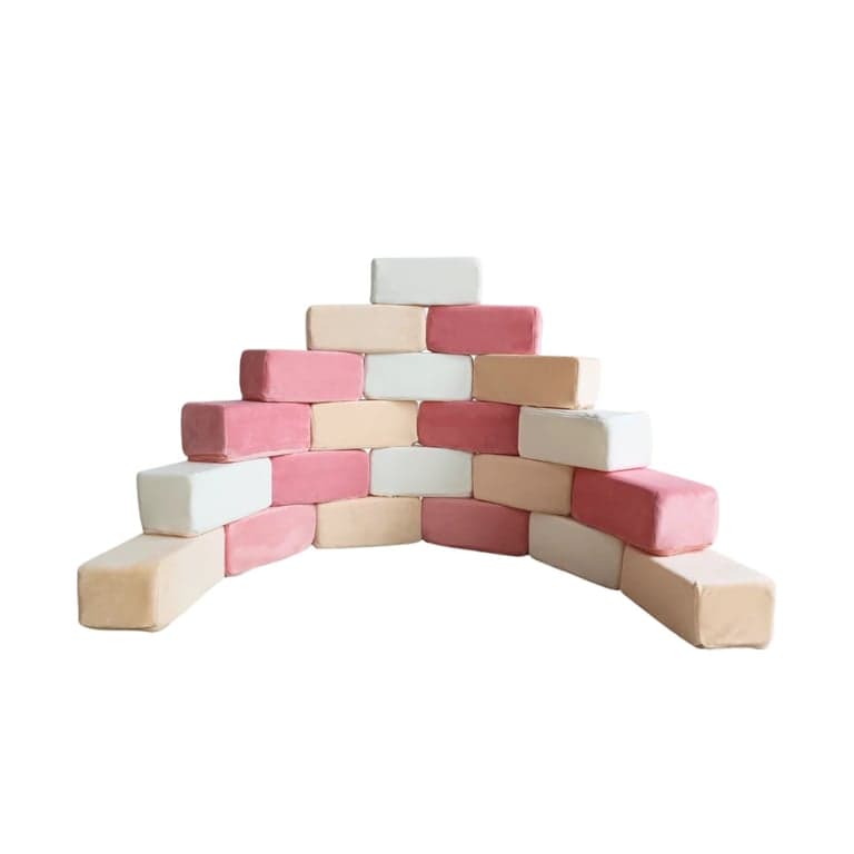 Wonder Space Plush Foam Blocks Rectangle Pink/Beige/White