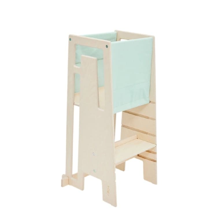 Tuki® Set Iniziale Torre di Apprendimento in Betulla Artica con Tessuto Color Ghiacciaio