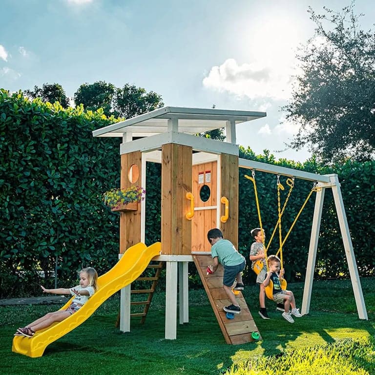 Avenlur Forest Outdoor Swing Set With 2 Swings and Trapeze Bar