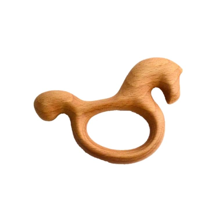 PoppyBabyCo Organic Wooden Rattle-Teether Horse