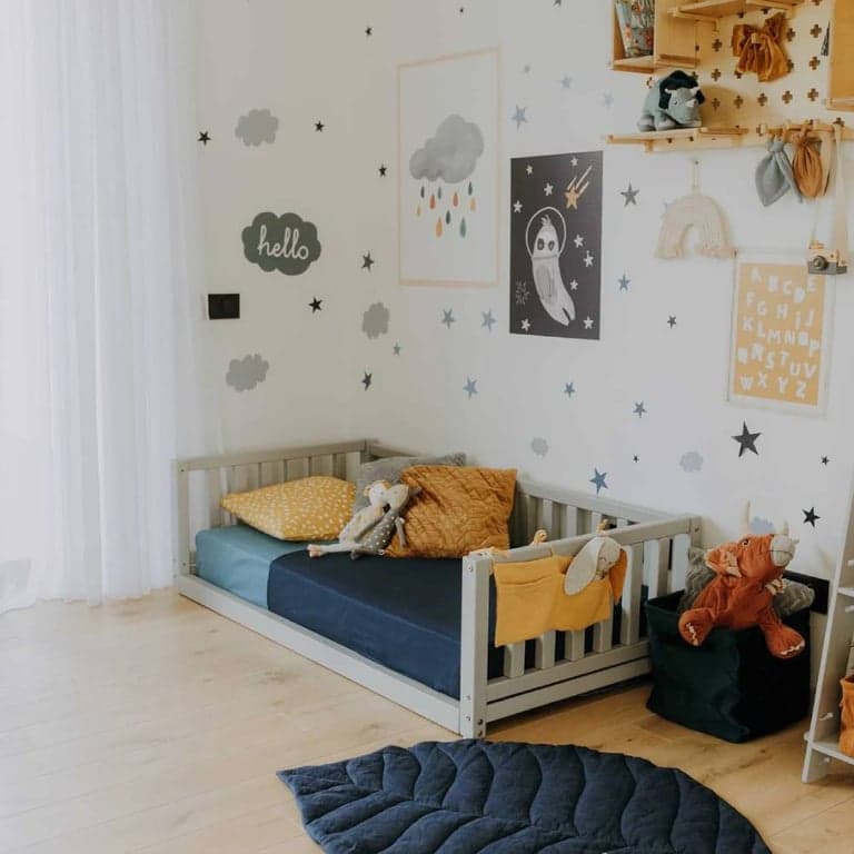 Montessori House Bed Floor Bed With Rails Gray Full