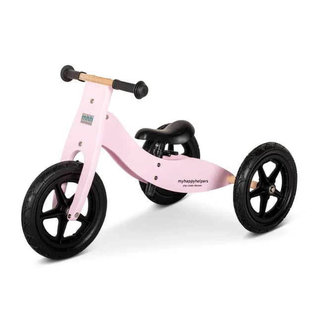 My Happy Helpers 2-in-1 Wooden Trike Balance Bike Rose Pink No Canvas Bag
