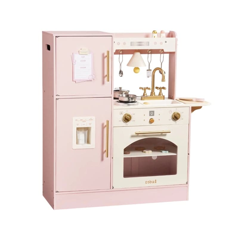 ROBUD Cucina Giocattolo con Frigorifero e Forno Rosa