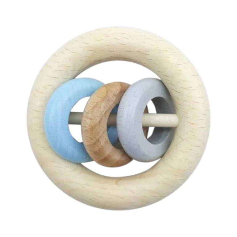 Hess-Spielzeug Rattle Round 3 Rings Natural Blue