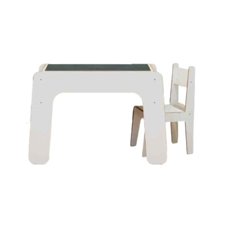 Wild Kids Activity Table With Reversible Blackboard Top and 1 Chair White