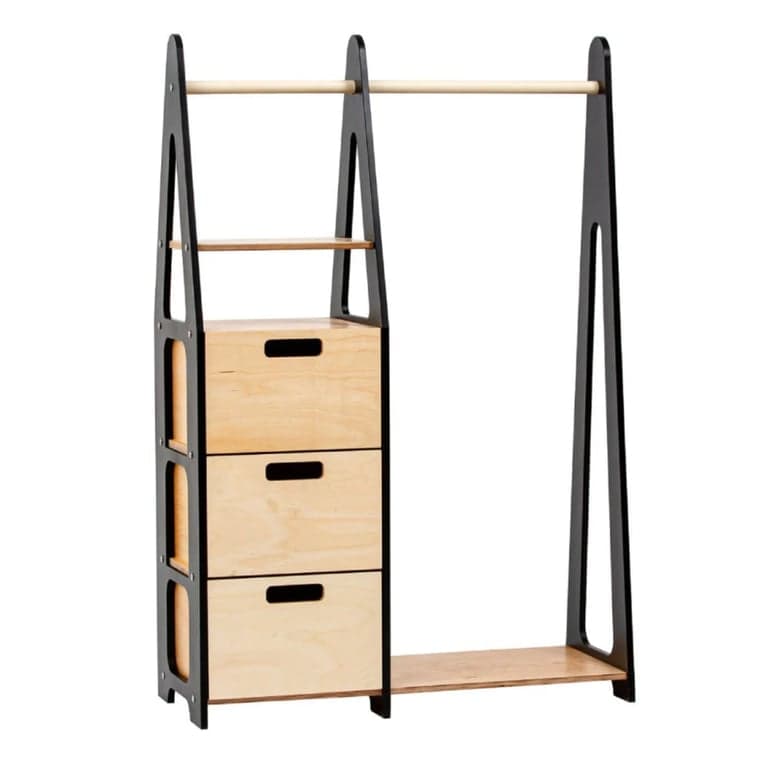 Duck Woodworks Shop Appendiabiti con Cassetti Rettangolari Neri