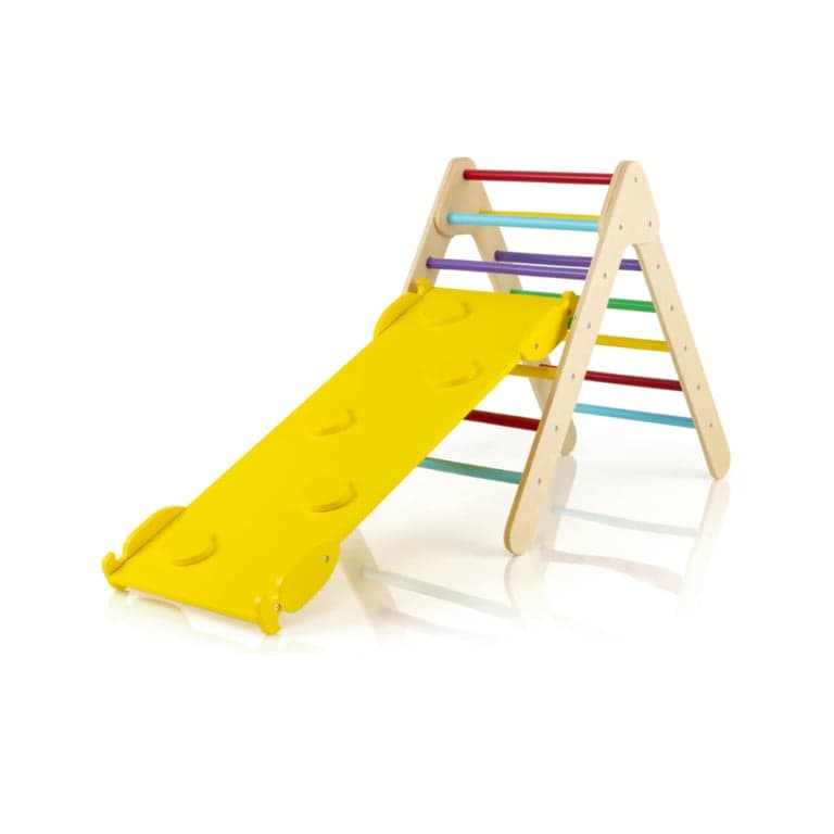Costway 3-in-1 Wooden Climbing Triangle Set With Ramp Multicolor