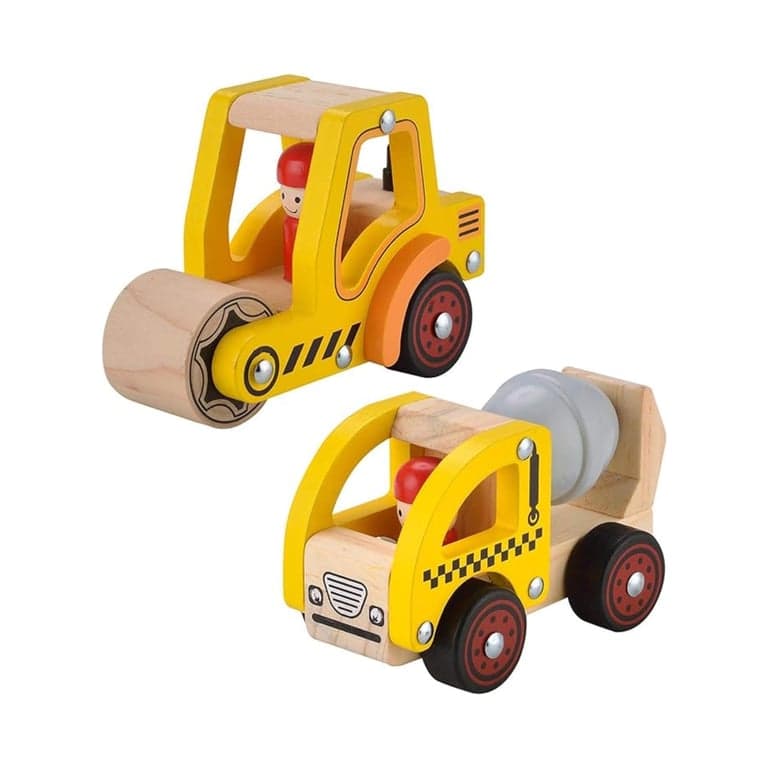 KIDS TOYLAND Wooden Cement Truck & Road Roller Car Toys