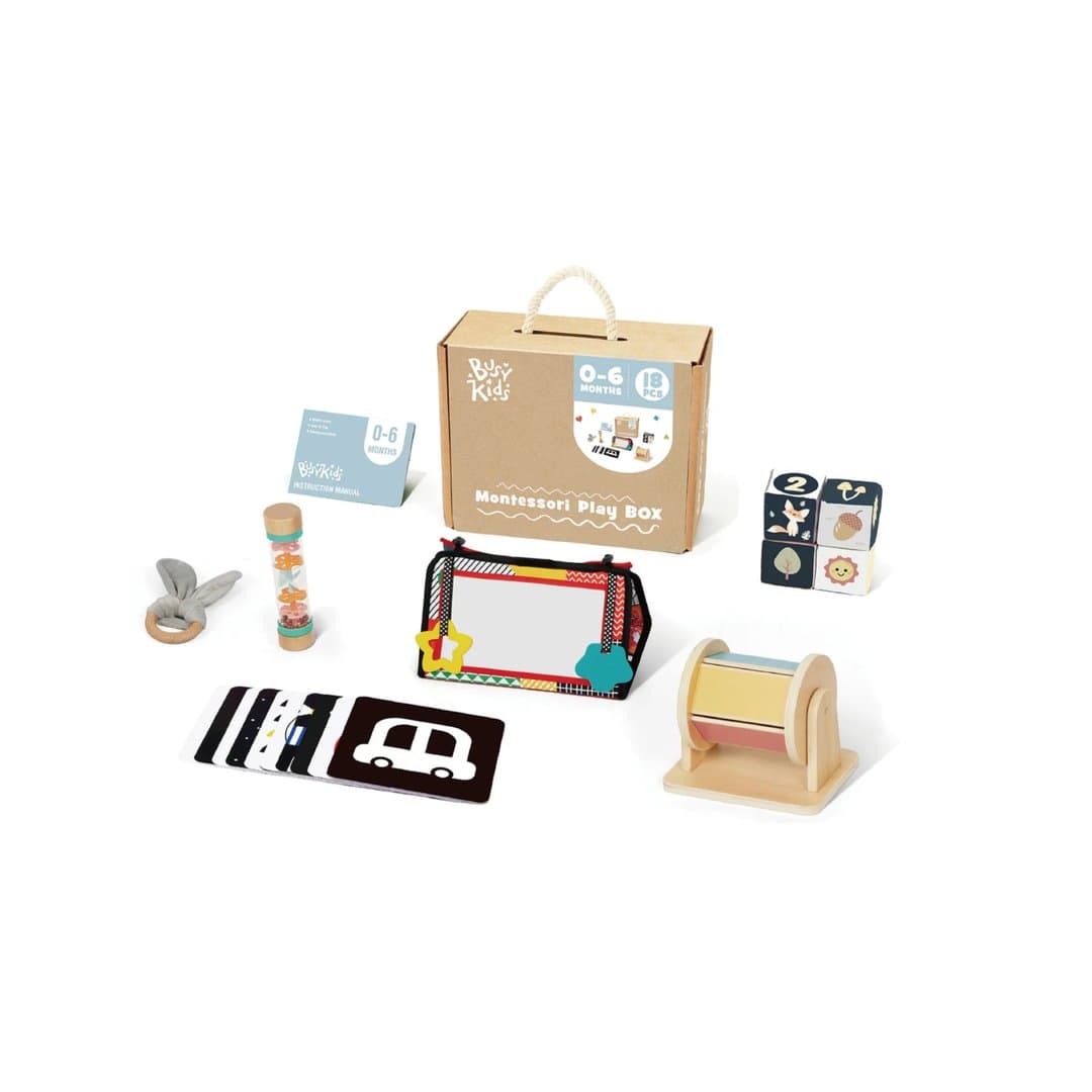 Busy Kids Set di Scatole Montessori per il Gioco 0-6 Mesi