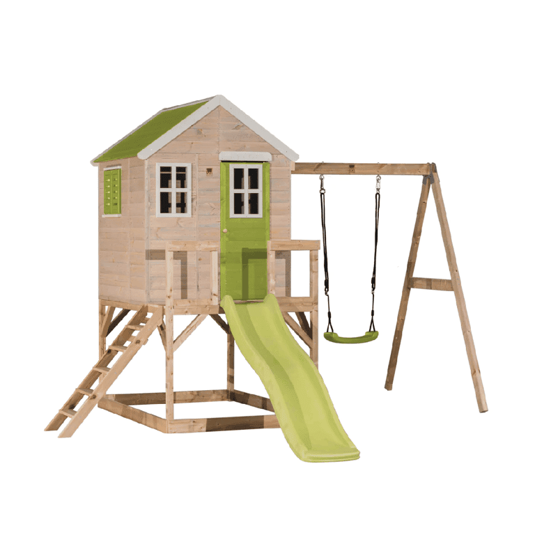 Wendi Toys My Lodge Altalena con Piattaforma, Scivolo e Altalena Singola Lime