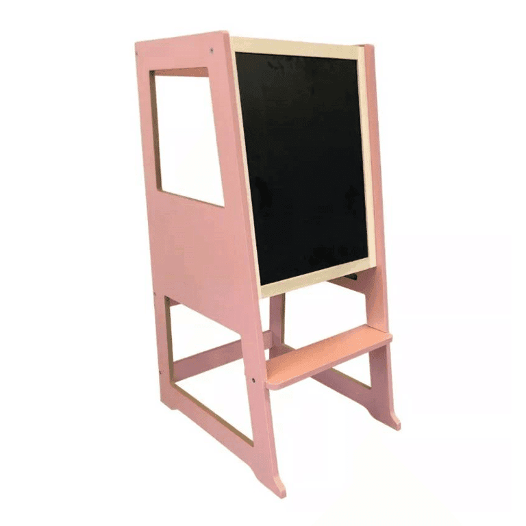 Little Risers Adjustable Toddler Chef Stool With Removable Blackboard Pink