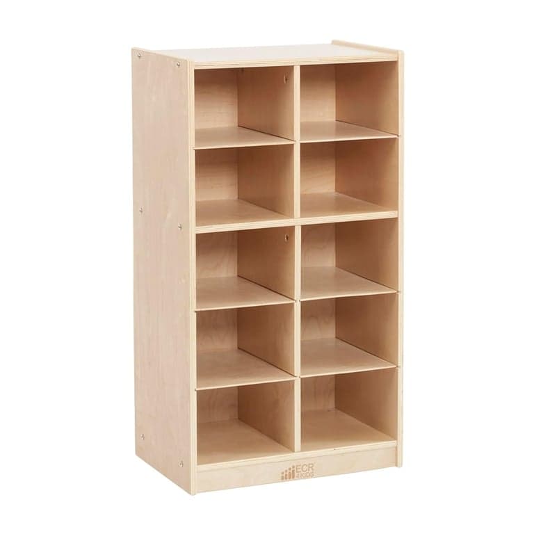 ECR4Kids 10-Cubby Mobile Tray Storage Cabinet 5 x 2 Natural